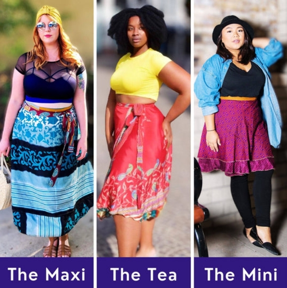 🎉HP🎉 2 sari wrap skirts women's plus size fits 14-32 Boho - Picture 6 of 6